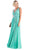 Pleated V-neck A-line Dress