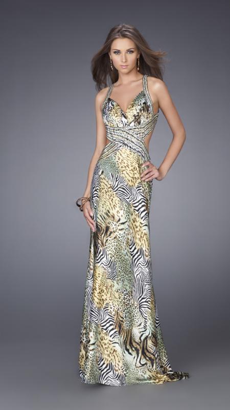 La Femme - Long Dress with Animal Print 14992 In Print