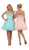 May Queen - MQ1575 Cold Shoulder Crystal Adorned A-Line Party Dress In Blue and Pink