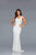Scala - 48937 Sequined V-neck Trumpet Dress In White