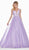 Ashley Lauren - 1502 Deep V-neck Glitter Tulle Ballgown In Purple