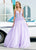 Ashley Lauren - 1502 Deep V-neck Glitter Tulle Ballgown In Purple