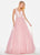 Ashley Lauren - 1502 Deep V-neck Glitter Tulle Ballgown In Pink