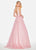 Ashley Lauren - 1502 Deep V-neck Glitter Tulle Ballgown In Pink