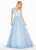 Ashley Lauren - 1502 Deep V-neck Glitter Tulle Ballgown In Blue