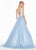 Ashley Lauren - 1502 Deep V-neck Glitter Tulle Ballgown In Blue