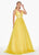 Ashley Lauren - 1502 Deep V-neck Glitter Tulle Ballgown In Yellow
