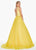 Ashley Lauren - 1502 Deep V-neck Glitter Tulle Ballgown In Yellow