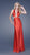 La Femme - 15037 Brooch-Embellished Plunging V-Neck Satin A-Line Gown in Red
