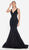 Ashley Lauren - 1503 Sleeveless Metallic Scuba Mermaid Evening Dress In Black