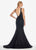 Ashley Lauren - 1503 Sleeveless Metallic Scuba Mermaid Evening Dress In Black