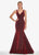 Ashley Lauren - 1503 Sleeveless Metallic Scuba Mermaid Evening Dress In Red