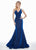 Ashley Lauren - 1503 Sleeveless Metallic Scuba Mermaid Evening Dress In Blue