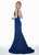 Ashley Lauren - 1503 Sleeveless Metallic Scuba Mermaid Evening Dress In Blue