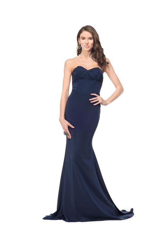 Colors Dress - 1505-1 Strapless Structured Sweetheart Evening Gown In Blue