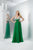 Colors Dress - 1115 Bejeweled Cap Sleeve V-Neck Gown In Green