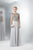 Marsoni by Colors - M123 Embellished Illusion Jewel A-line Dress in Gray
