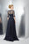 Marsoni by Colors - M117 Pleated Illusion Bateau A-line Dress In Blue