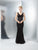 Marsoni by Colors - M131 Satin V-neck Sheath Dress In Black