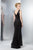 Marsoni by Colors - M131 Satin V-neck Sheath Dress In Black