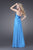 La Femme - Luminous Satin Sweetheart Empire Gown 15084 In Blue