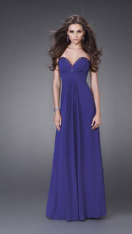 La Femme - Jewel Embellished Sweetheart Long Gown 15126 In Purple