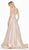 Ashley Lauren - 1513 Spaghetti Strap Two-Toned Metallic A-Line Gown In Pink and Gold