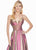 Ashley Lauren - 1513 Spaghetti Strap Two-Toned Metallic A-Line Gown In Pink and Gold