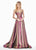 Ashley Lauren - 1513 Spaghetti Strap Two-Toned Metallic A-Line Gown In Pink and Gold
