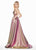 Ashley Lauren - 1513 Spaghetti Strap Two-Toned Metallic A-Line Gown In Pink and Gold
