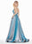 Ashley Lauren - 1513 Spaghetti Strap Two-Toned Metallic A-Line Gown In Blue and Silver
