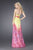 La Femme - Strapless long gown in fresh and fruity hues 15142 In Yellow and Pink