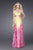 La Femme - Strapless long gown in fresh and fruity hues 15142 In Yellow and Pink