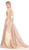 Ashley Lauren - 1514 Metallic Brocade A-line Dress With Train In Pink and Gold