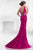 Janique 1516 - Classic Style V Neck Jersey Long Gown in Purple