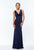 Terani Couture - Glamorous Crystal Accented Scoop Neck Column Gown 151E0265A In Navy