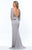 Terani Couture - 151E0270A Beaded V-neck Sheath Dress in Silver