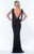 Terani Couture - 151E0270A Beaded V-neck Sheath Dress in Black