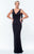 Terani Couture - 151E0270A Beaded V-neck Sheath Dress in Black