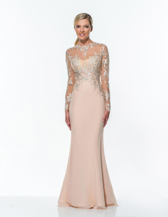 Terani Couture - 151E0296B Beaded Illusion Sweetheart Mermaid Gown in Neutral