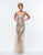 Terani Couture - 151P0122A Bejeweled Illusion Spaghetti Strap Dress in Neutral