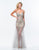 Terani Couture - 151P0122A Bejeweled Illusion Spaghetti Strap Dress in Silver