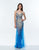 Terani Couture - 151P0122A Bejeweled Illusion Spaghetti Strap Dress in Blue