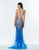 Terani Couture - 151P0122A Bejeweled Illusion Spaghetti Strap Dress in Blue