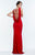 Terani Couture - 151E0265G Bejeweled Cowl/V-Neck Sheath Dress in Red