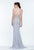 Terani Couture - 151E0429A Chiffon Scalloped Sheath Gown in Silver