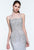 Terani Couture - 151E0429A Chiffon Scalloped Sheath Gown in Silver