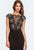 Terani Couture - 151E0444A Lace Overlaid Cap Sleeve Gown in Black and Neutral
