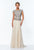 Terani Couture - Embellished Bateau Neck A-Line Gown 151M0351B in Neutral