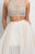 Terani Couture - Beaded Crop Top and Ruffled Mesh Skirt Long Gown Ensemble 151P0102A In White and Neutral